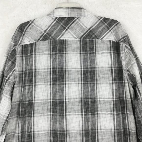 Rock & Republic Mens Shirt 2XL Button Down Gray White Plaid Long Sleeve XXL - Picture 7 of 13